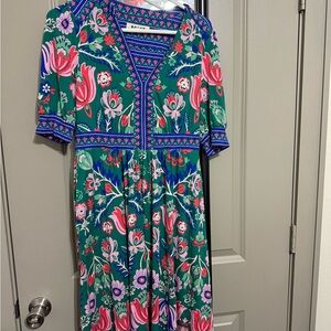 Boden Green and Pink Floral Dress